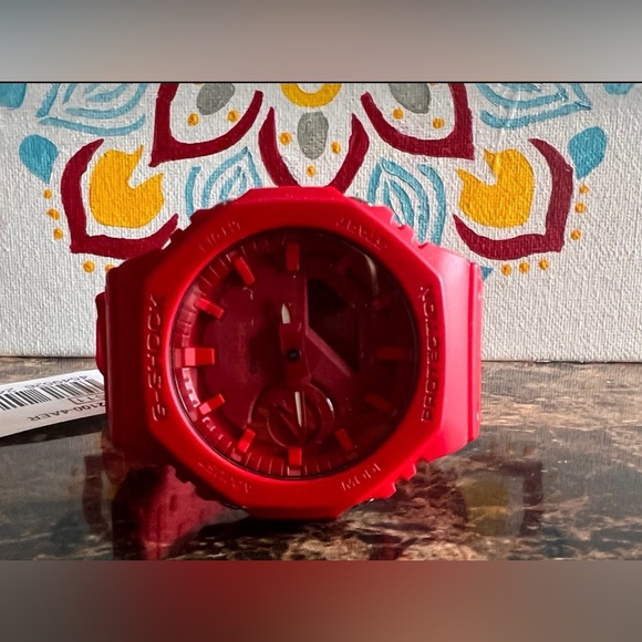 Casio OAK G-Shock GA2100-4AER 48.5mm Red Carbon Resin Case with Red Resin Band - Picture 3 of 8